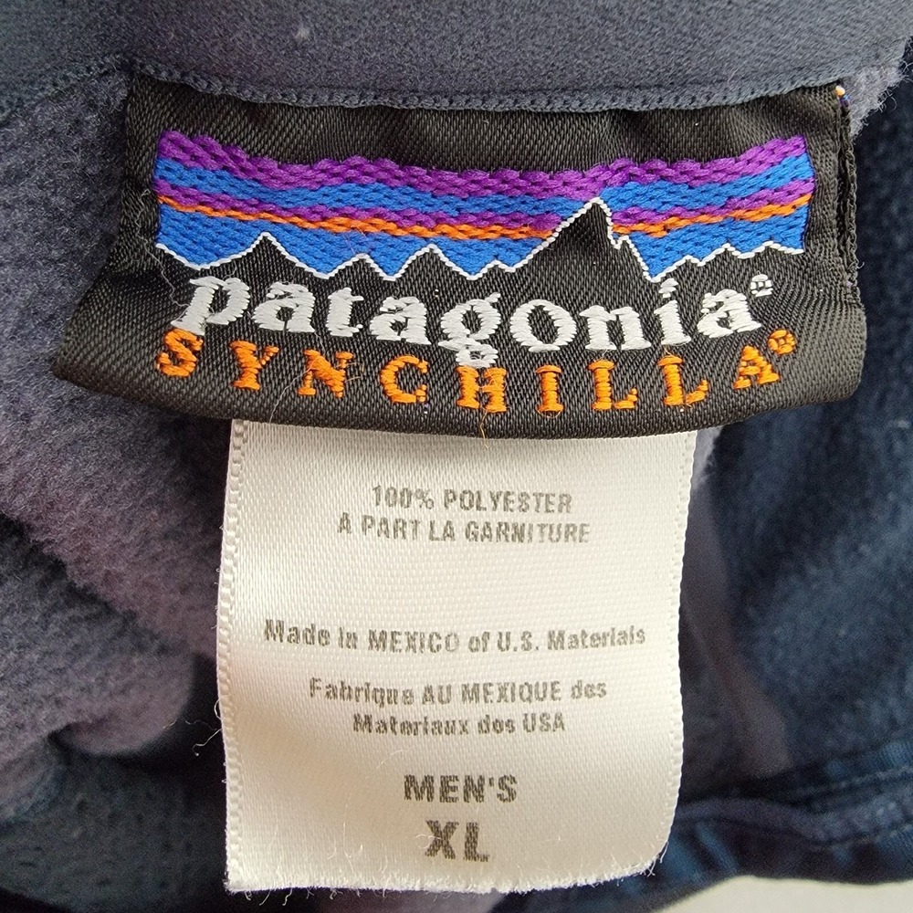 Patagonia Vest Mens Size XL Blue Synchilla Full Zip Fleece Pockets Embroidered - Picture 4 of 9